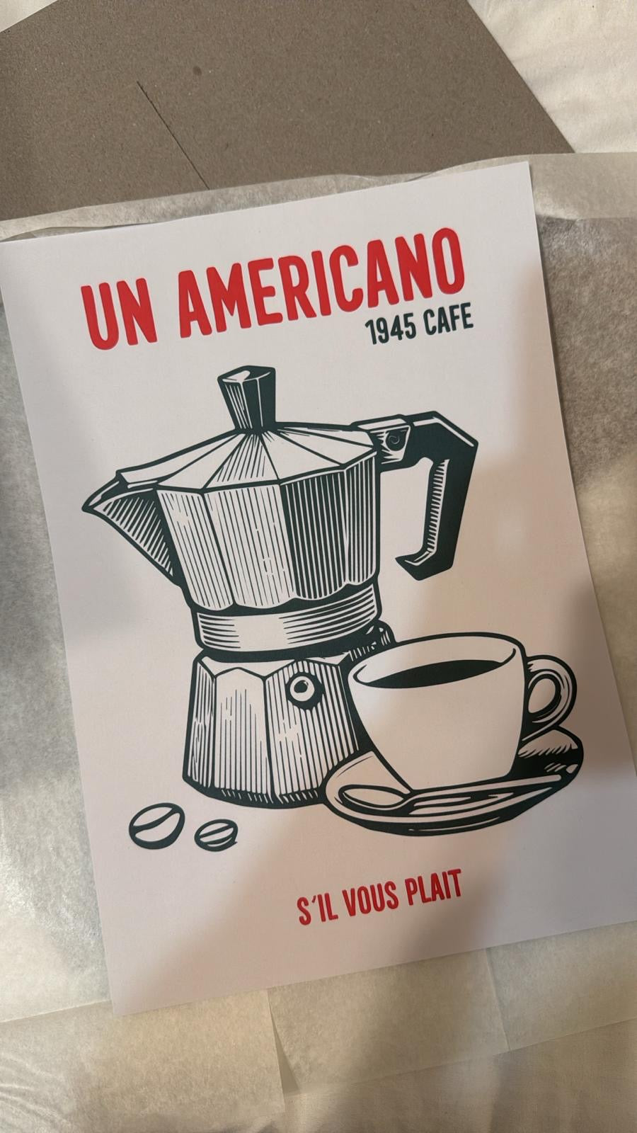 Vintage Americano Coffee Poster: Un Americano 1945 Cafe