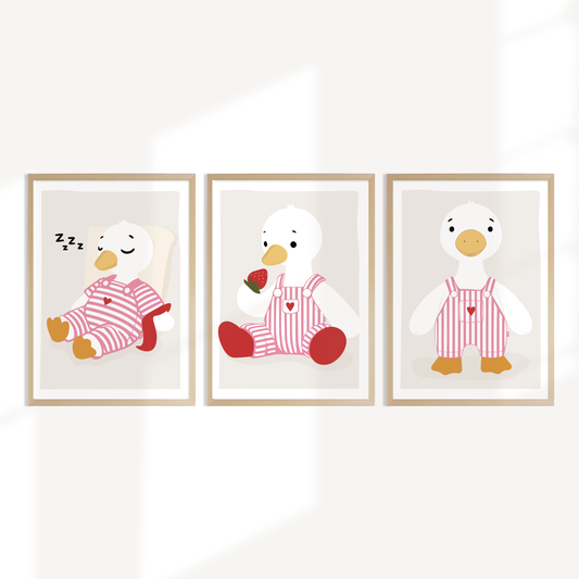 Pink Baby goose Art wall set