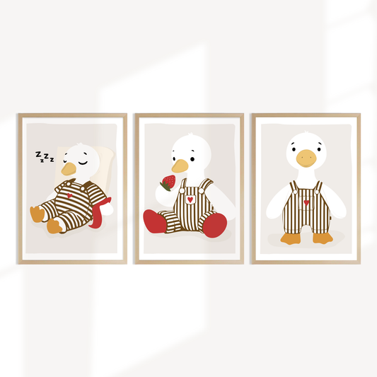 Brown Baby goose Art wall set