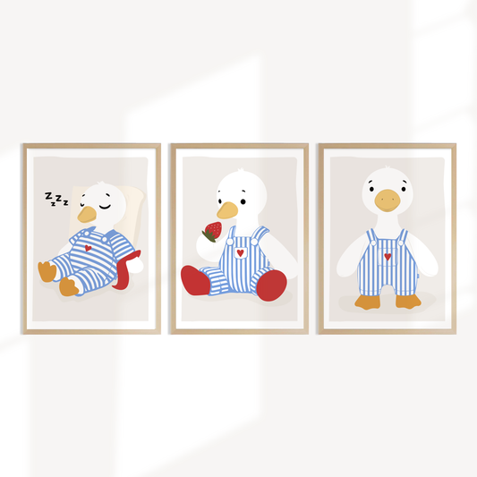 Bleu Baby goose Art wall set